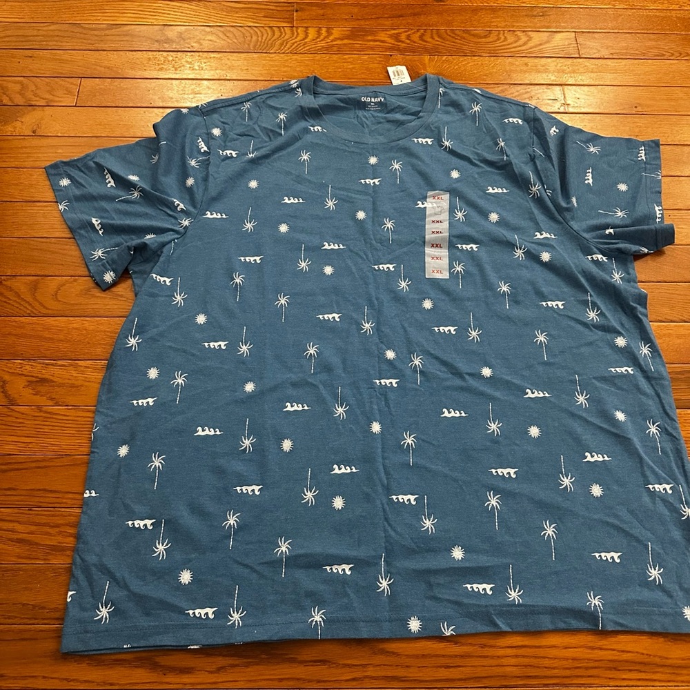 Old Navy Men’s Blue Palm Tree Graphic Tee 2XL